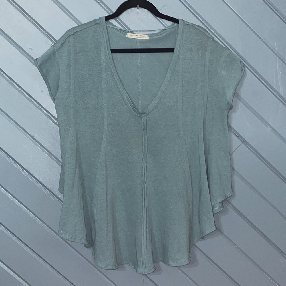 We The Free Women's Torquoise Blue V-Neck - Picture 7 of 7